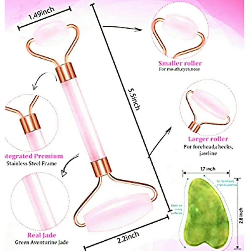 Rose Quartz Beautiful Facial Roller Kit - Picture 3 of 7